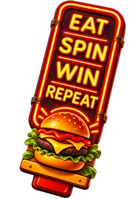 Enseigne néon BunsBet Eat Spin Win Repeat