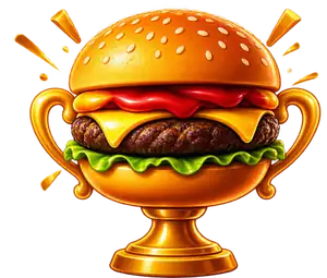 Trophée doré en forme de burger du tournoi Burger Battle